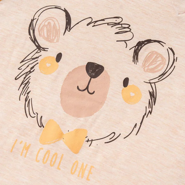 Bộ tính năng ngắn, vải sợi sồi BST Gấu nâu Animo BMC123107 (3-24M,Nâu nhạt)