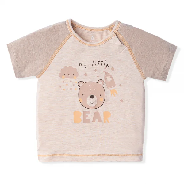 Bộ tính năng ngắn, vải sợi sồi BST Gấu nâu Animo BMC123106 (3-24M,Nâu nhạt)