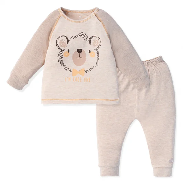 Bộ tính năng dài, vải sợi sồi BST Gấu nâu Animo BMC123113 (3-24M,Nâu nhạt)