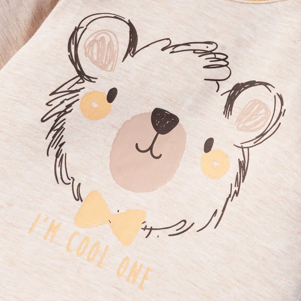 Bộ tính năng dài, vải sợi sồi BST Gấu nâu Animo BMC123113 (3-24M,Nâu nhạt)