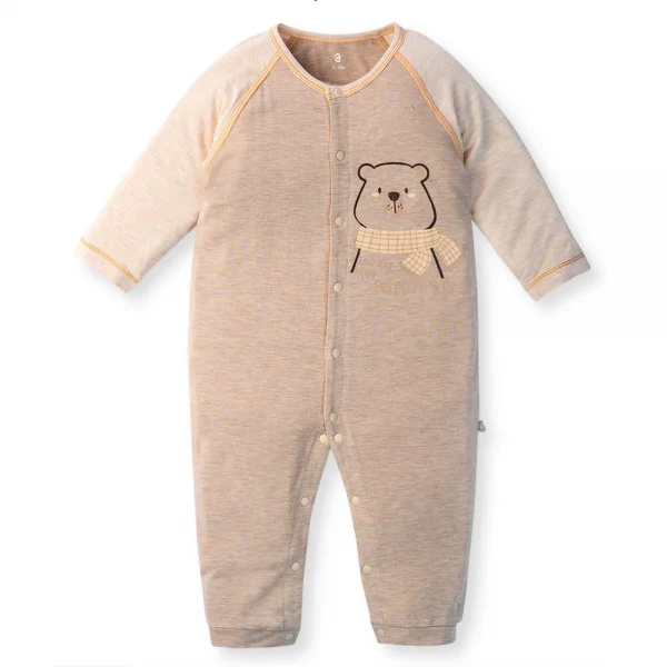 Bodysuit tính năng dài, vải sợi sồi BST Gấu nâu Animo BMC123096 (0-12M,Nâu nhạt)