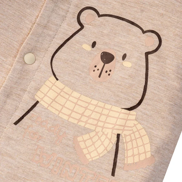 Bodysuit tính năng dài, vải sợi sồi BST Gấu nâu Animo BMC123096 (0-12M,Nâu nhạt)