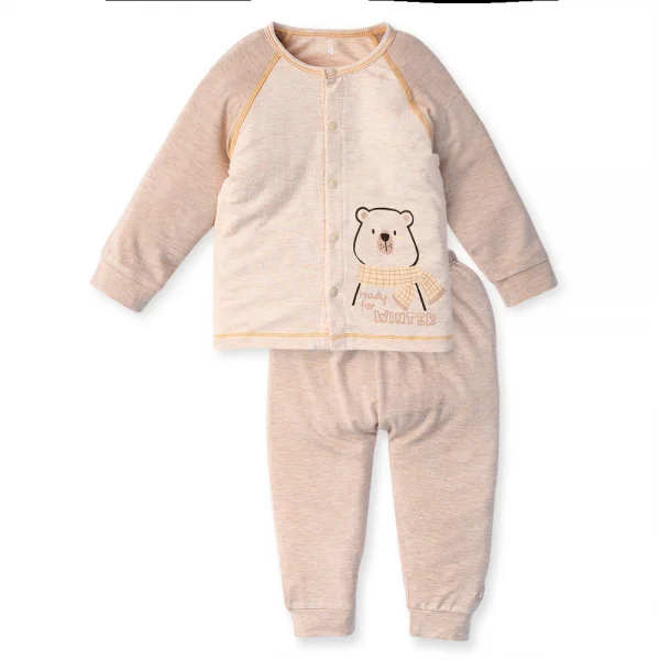 Bộ tính năng dài, vải sợi sồi BST Gấu nâu Animo BMC123087 (0-24M,Nâu nhạt)