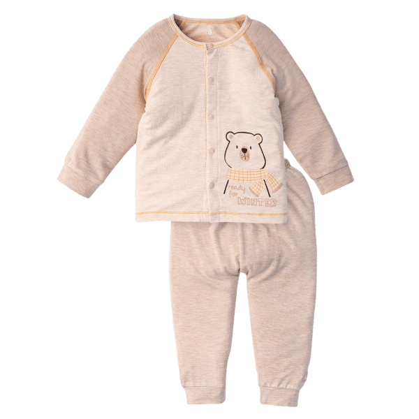 Bộ tính năng dài, vải sợi sồi BST Gấu nâu Animo BMC123087 (0-24M,Nâu nhạt)
