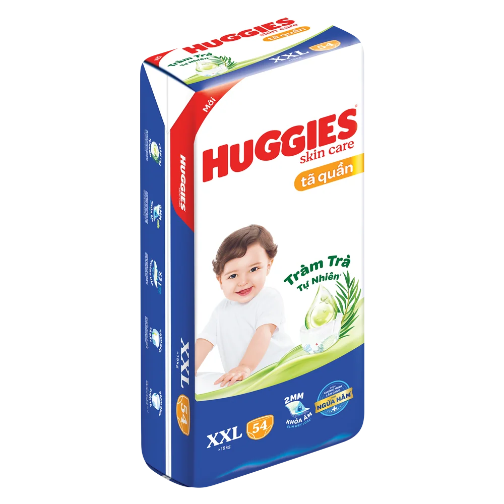 Tã quần Huggies Skincare gói cực đại (XXL, >15kg, 54 miếng) (Giao bao bì ngẫu nhiên)