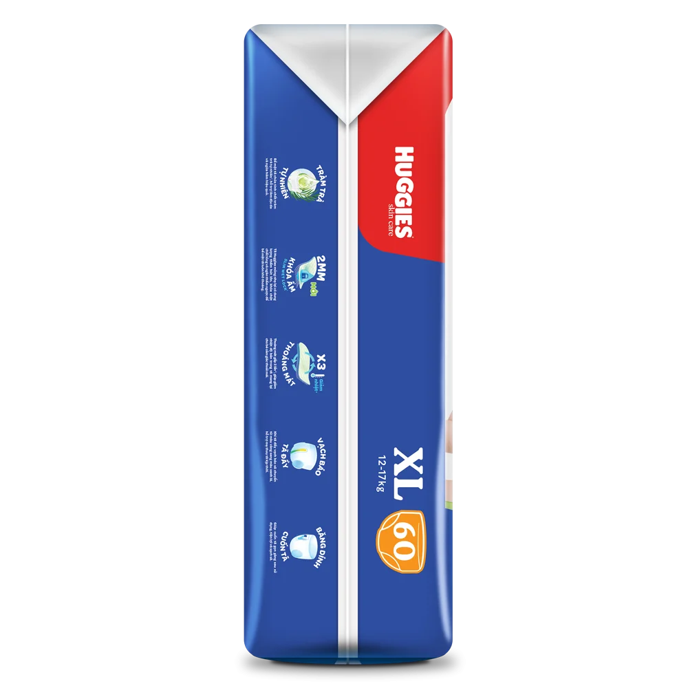 Tã quần Huggies Skincare gói cực đại (XL, 12-17kg, 60 miếng) (giao bao bì ngẫu nhiên)