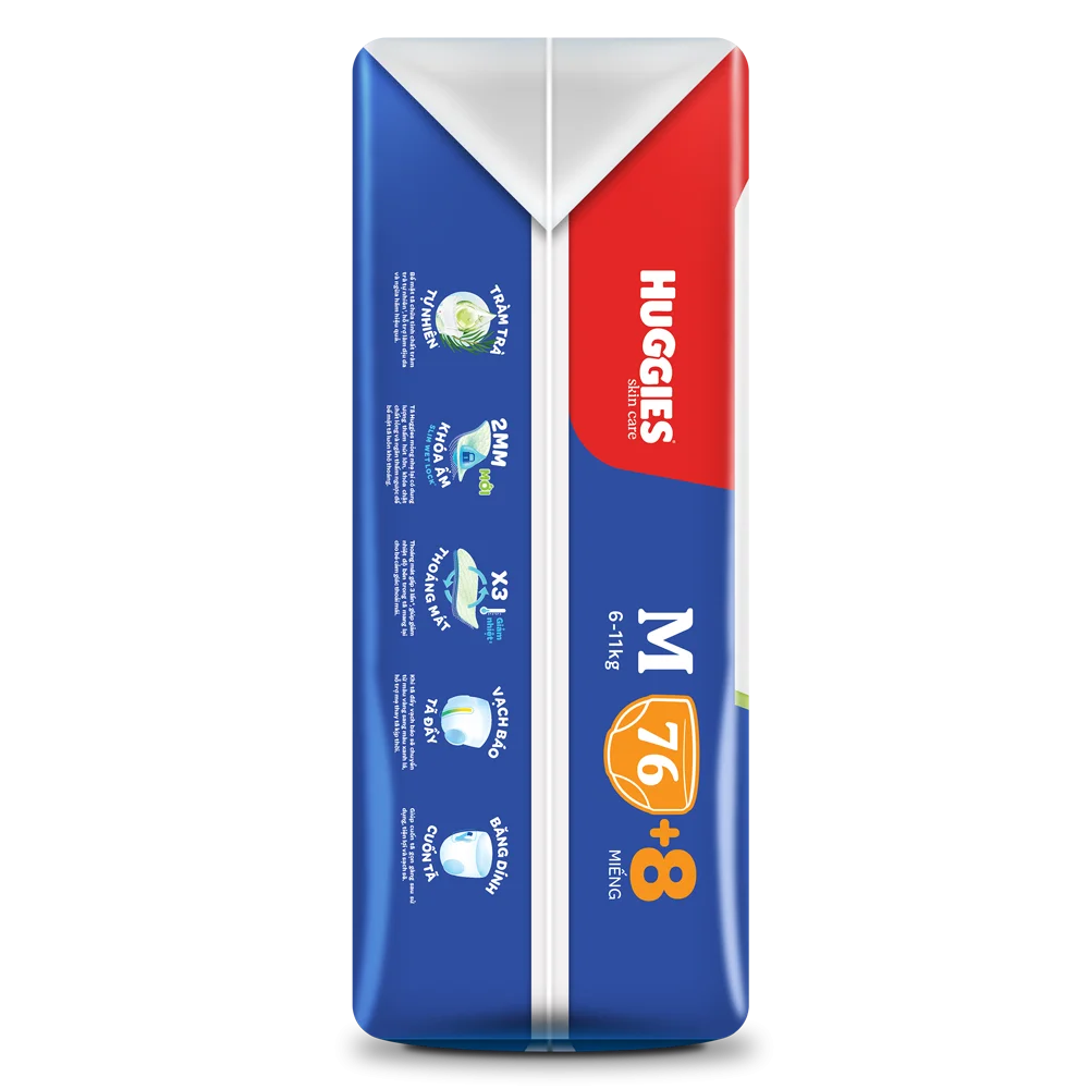 Tã quần Huggies Skincare gói cực đại (M, 6-11kg, 76 miếng) (giao bao bì ngẫu nhiên)