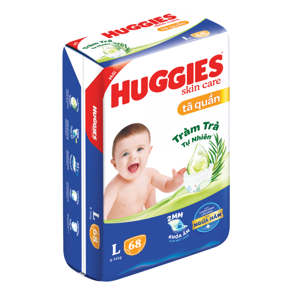 Tã quần Huggies Skincare gói cực đại (L, 9-14kg, 68 miếng) (giao bao bì ngẫu nhiên)