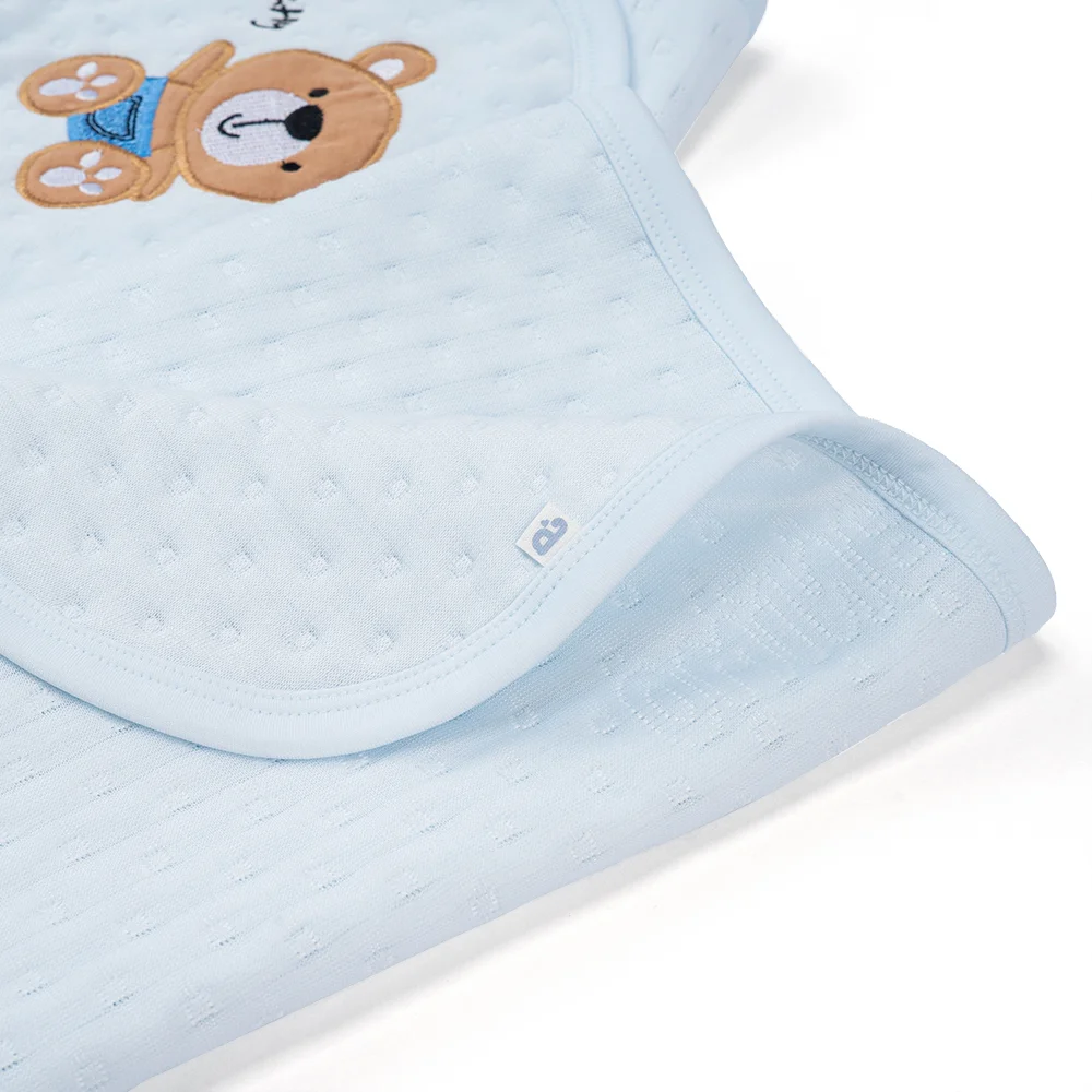 Khăn choàng ủ đa năng 2 trong 1 hình Gấu nâu Animo T2303_LN001 (80x100cm, Xanh)