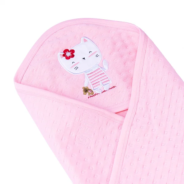 Khăn choàng ủ đa năng 2 trong 1 hình Mèo con Animo T2303_LN001 (80x100cm, Hồng)