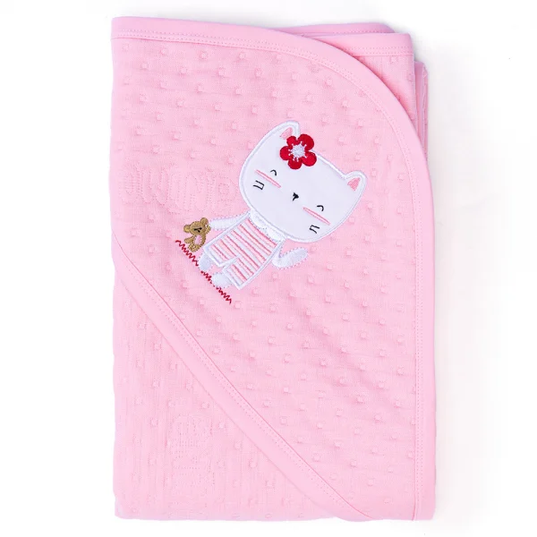 Khăn choàng ủ đa năng 2 trong 1 hình Mèo con Animo T2303_LN001 (80x100cm, Hồng)