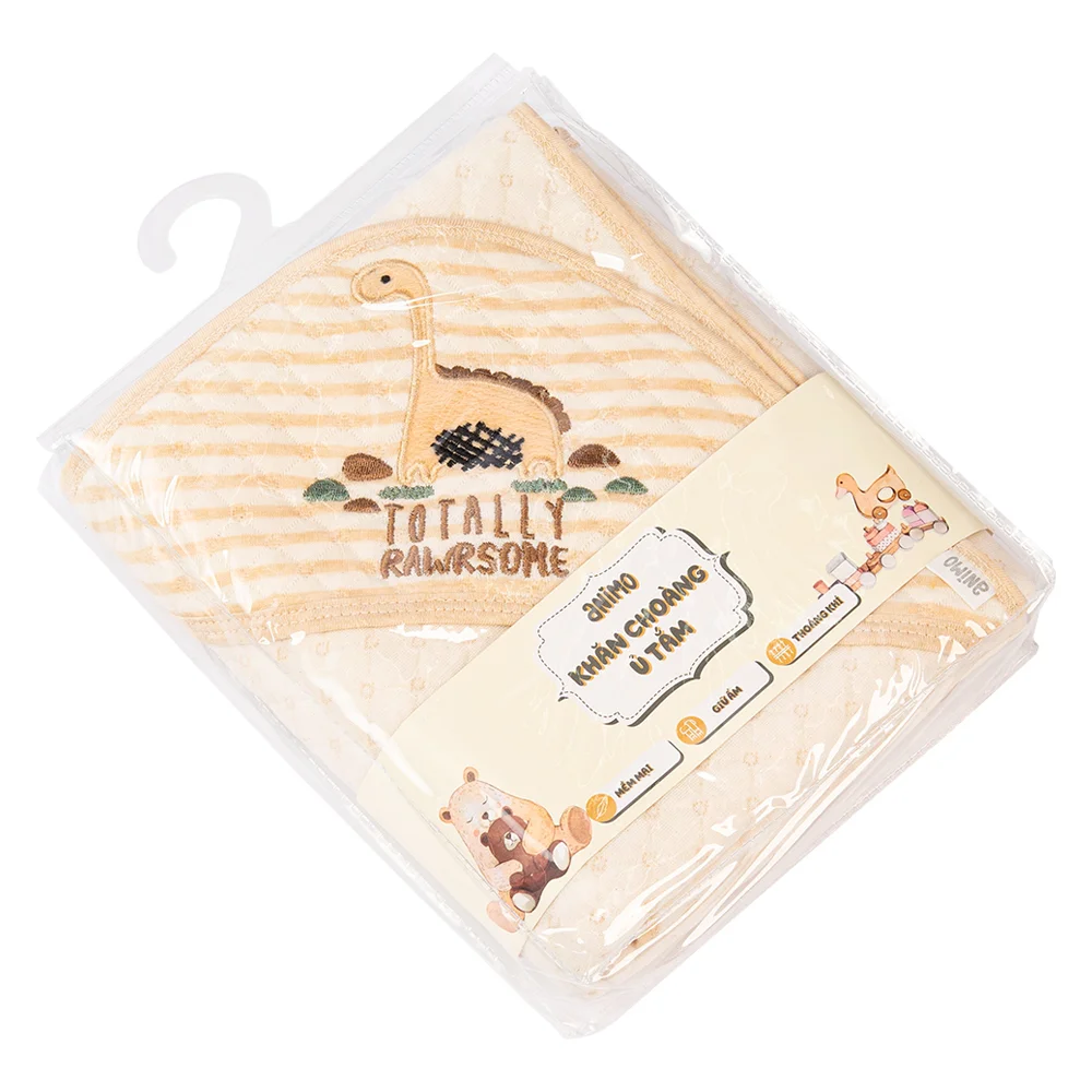 Khăn choàng ủ ấm 2 mặt Khủng long Animo T2303_NK002 (80x95cm,Kem)