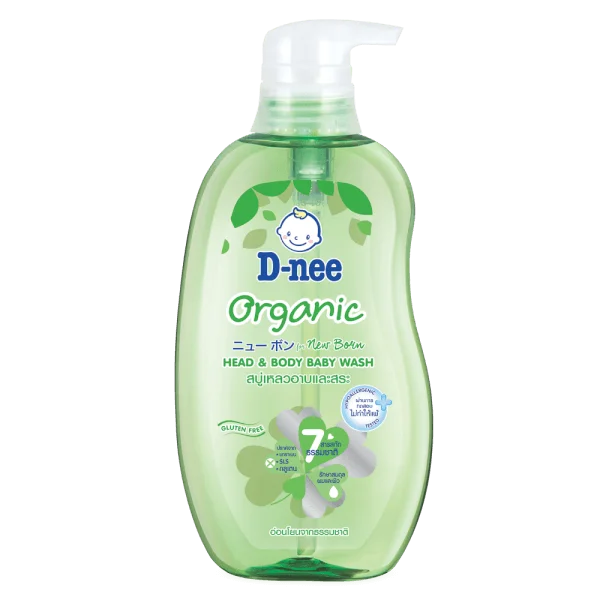 Tắm gội toàn thân em bé baby D-nee Organic 380ml (Xanh lá)