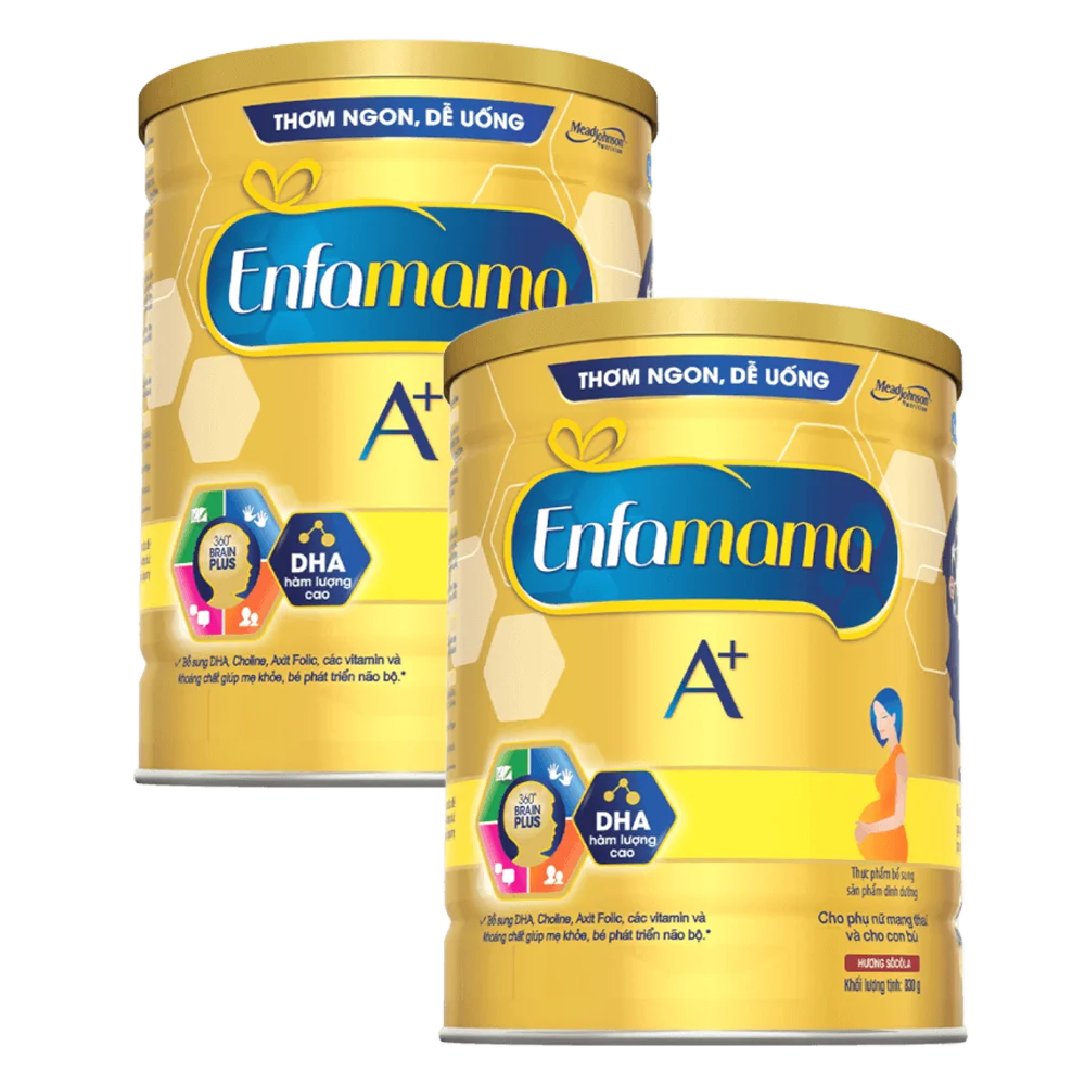 Combo 2 Thực phẩm bổ sung Sản phẩm dinh dưỡng Enfamama A+ hương chocolate 360° Brain Plus 830G