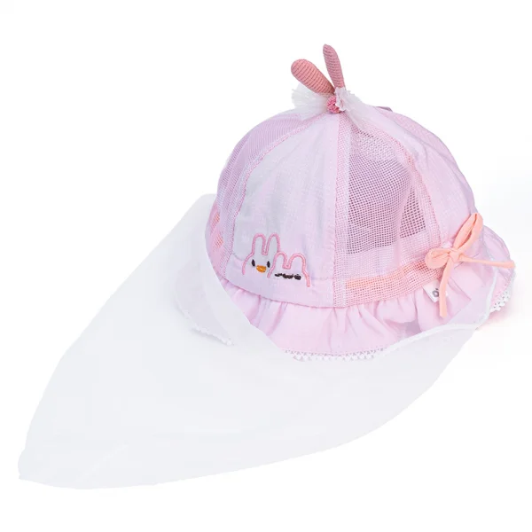 Nón vành tròn khăn voan bé gái Animo A2303_MN003 (46cm, Hồng)