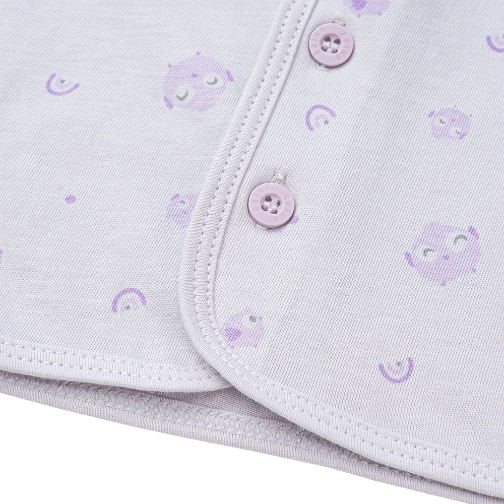 Cặp áo sơ sinh cài giữa tay dài Animo KV223022 (NB-12M,Tím họa tiết_Trắng)