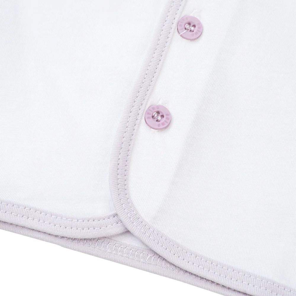 Cặp áo sơ sinh cài giữa tay dài Animo KV223022 (NB-12M,Tím họa tiết_Trắng)