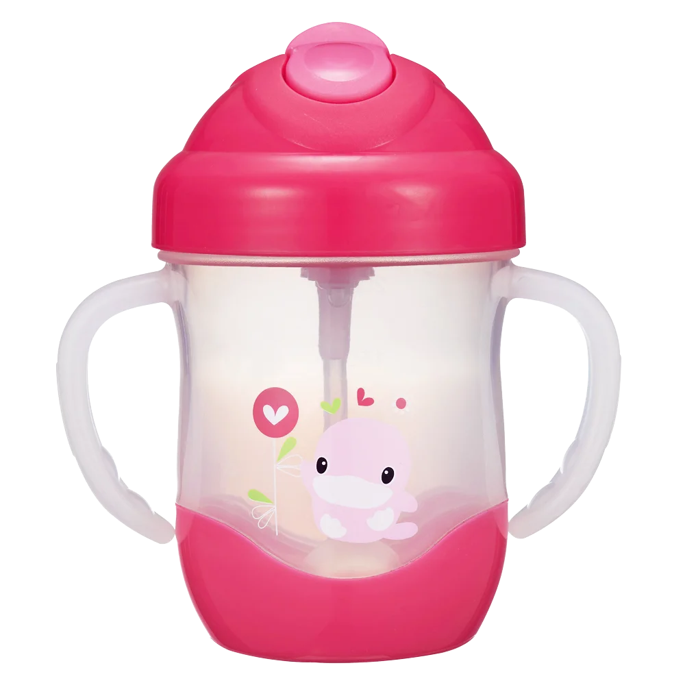 Bình uống nước ống hút có tay cầm Kuku 200ml, KU5452 (giao màu ngẫu nhiên)