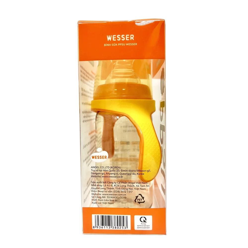 Combo 2 Bình sữa Wesser nhựa PPSU có tay cầm cổ rộng 260ml