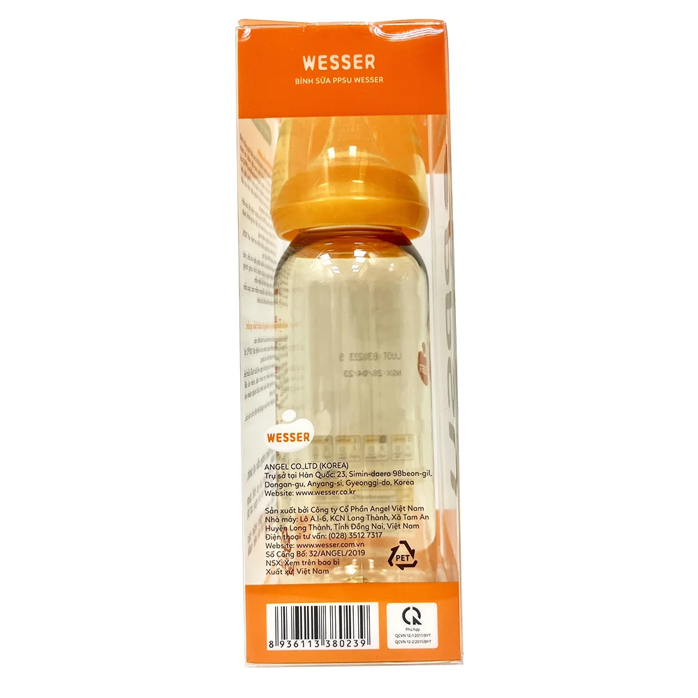 Bình sữa Wesser nhựa PPSU cổ hẹp 250ml (Giao bao bì ngẫu nhiên)