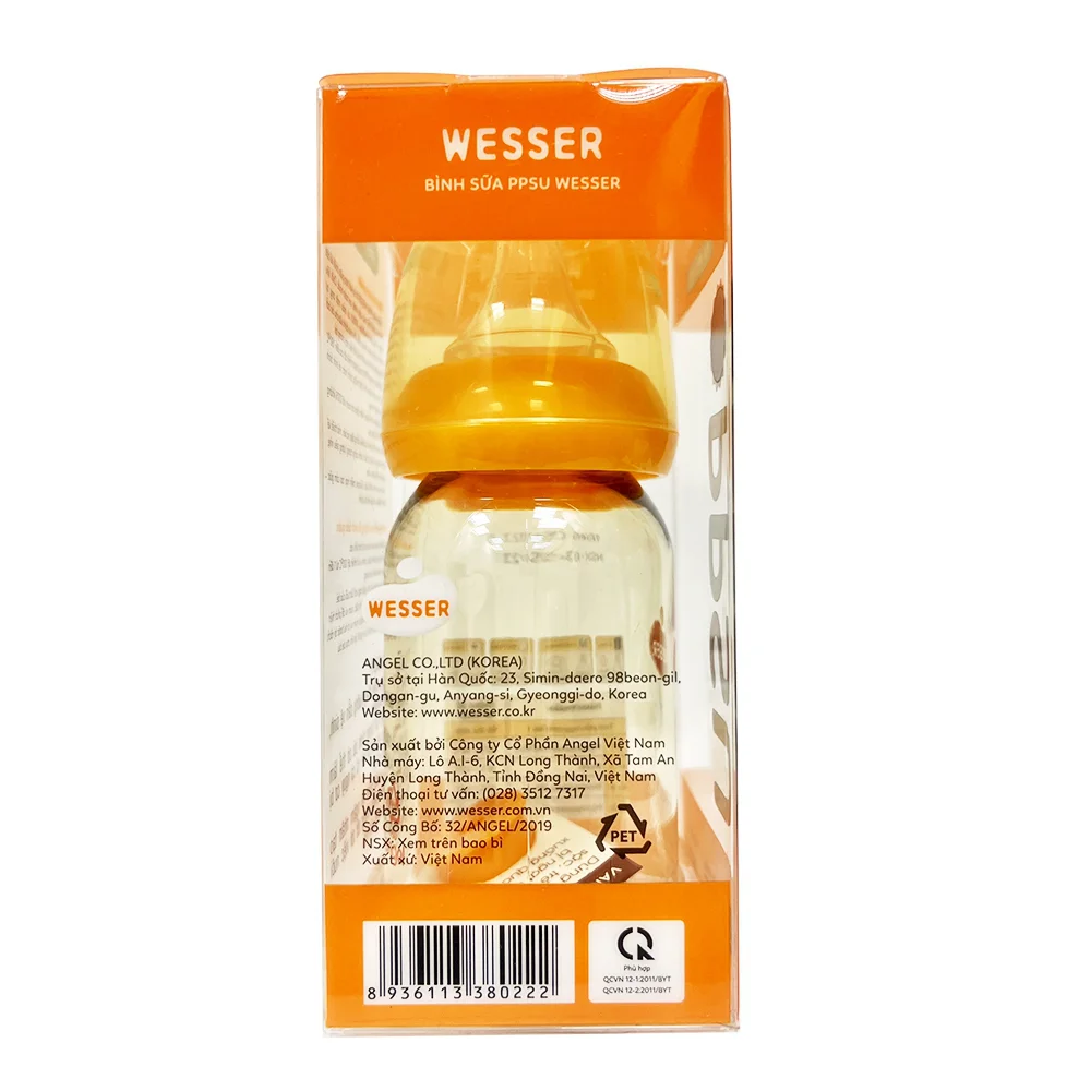 Combo 2 Bình sữa Wesser nhựa PPSU cổ hẹp 140ml