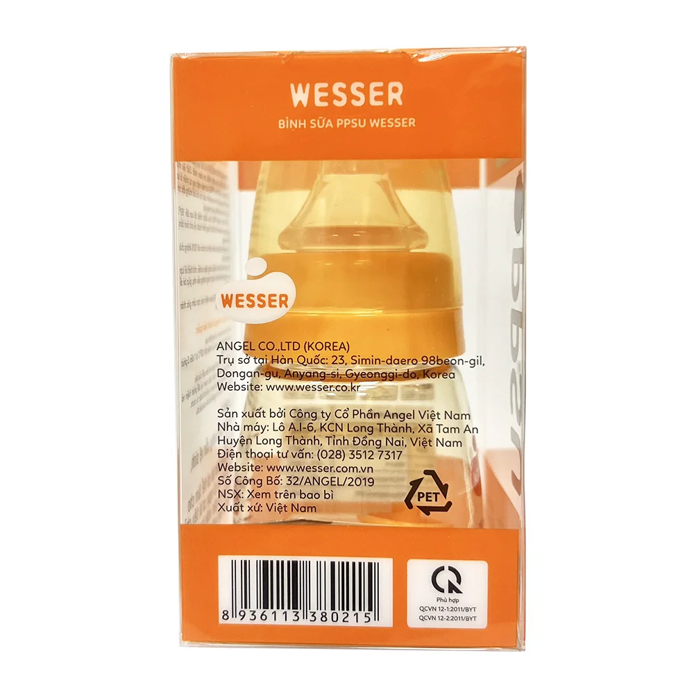 Combo 2 Bình sữa Wesser nhựa PPSU cổ hẹp 60ml