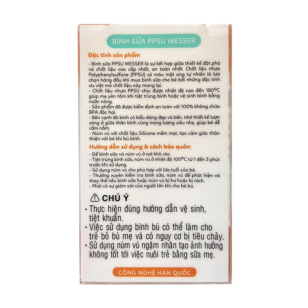 Combo 2 Bình sữa Wesser nhựa PPSU cổ hẹp 60ml