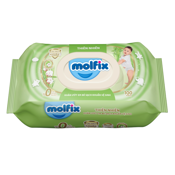 Khăn ướt em bé sạch khuẩn vệ sinh Molfix 100 miếng (Giao bao bì ngẫu nhiên)