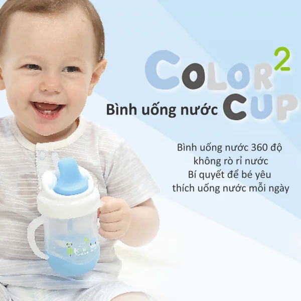 Bình uống nước ống hút có tay cầm Kuku (KU5472, 200ml Xanh)