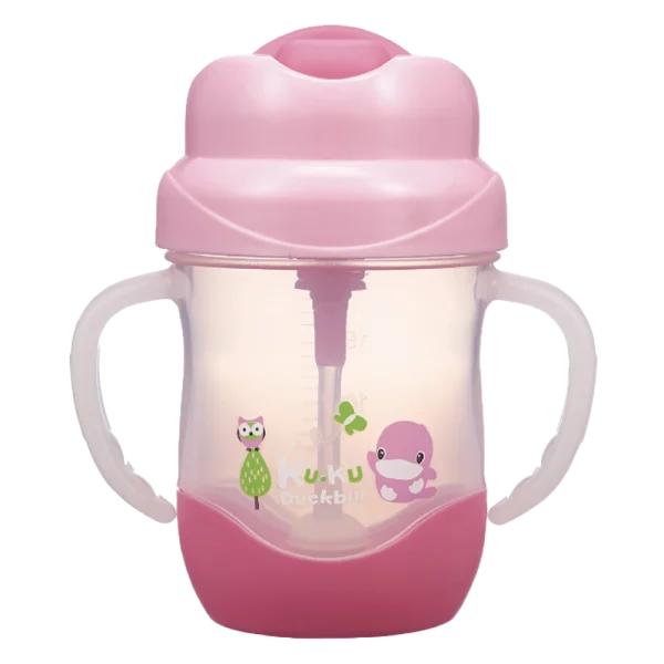 Bình uống nước ống hút có tay cầm Kuku (KU5472, 200ml Hồng)