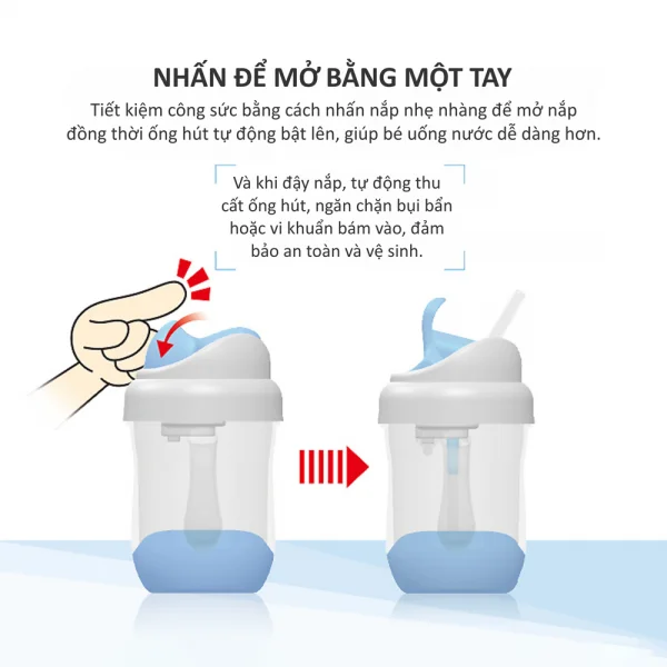 Bình uống nước ống hút có tay cầm Kuku (KU5472, 200ml Hồng)