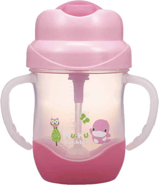 Bình uống nước ống hút có tay cầm Kuku (KU5472, 200ml Hồng)