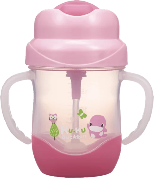Bình uống nước ống hút có tay cầm Kuku (KU5472, 200ml Hồng)