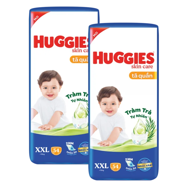 Combo 2 Tã quần Huggies Skincare gói cực đại (XXL, >15kg, 54 miếng)