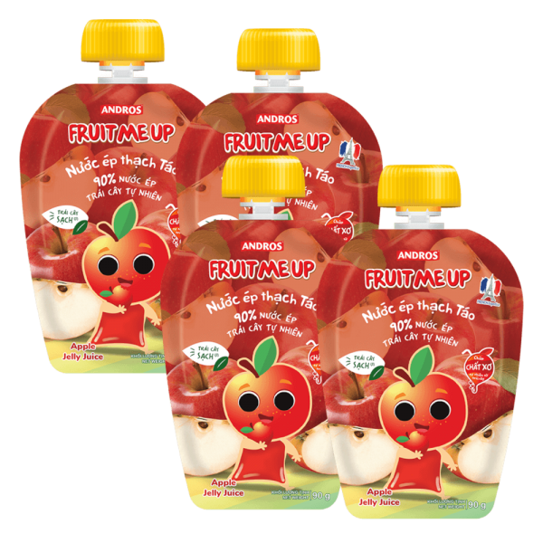 Combo 4 FRUIT ME UP NƯỚC ÉP THẠCH TÁO TÚI 90G/ FRUIT ME UP APPLE JELLY JUICE 90G