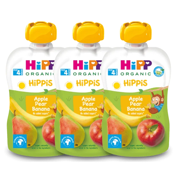 Combo 3 Dinh dưỡng 100% trái cây nghiền hữu cơ HiPPiS Organic (Táo, Lê, Chuối)