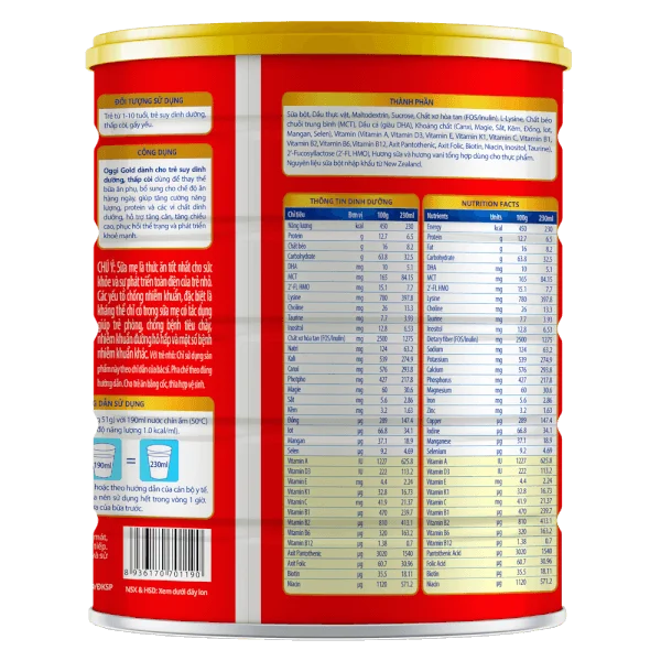 Thực phẩm dùng cho chế độ ăn đặc biệt OGGI Suy Dinh Dưỡng Gold 900g - S
