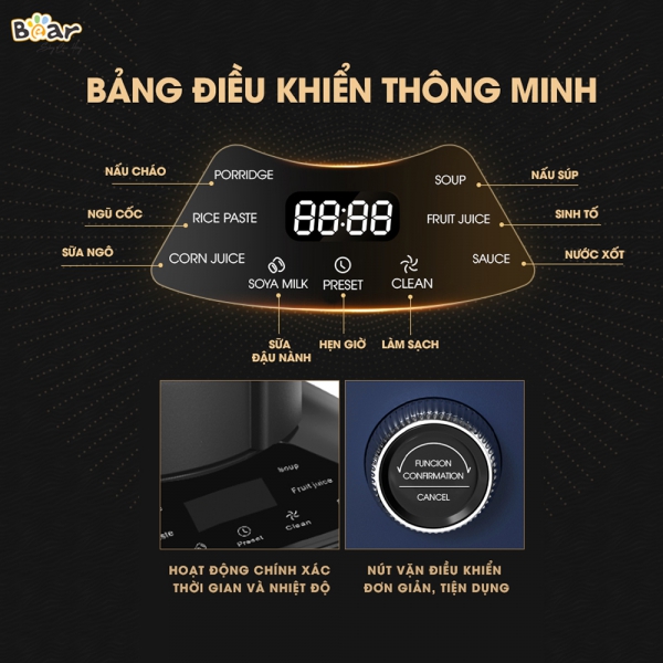 Máy xay nấu đa năng cách âm Bear (nấu sữa hạt, PBJ-B06S2)