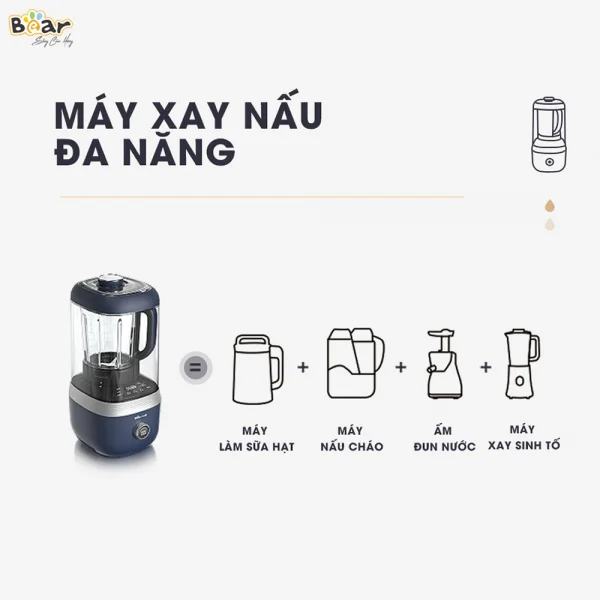 Máy xay nấu đa năng cách âm Bear (nấu sữa hạt, PBJ-B06S2)