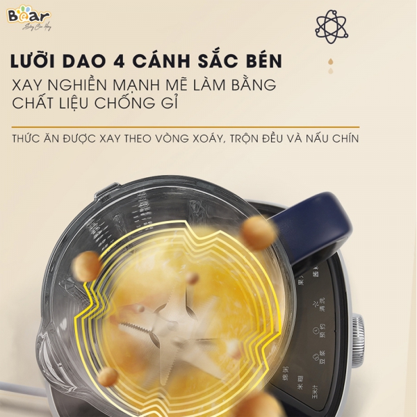 Máy xay nấu đa năng cách âm Bear (nấu sữa hạt, PBJ-B06S2)