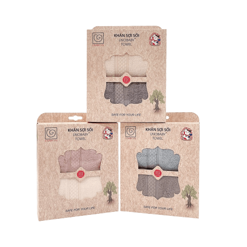 Combo 2 khăn mặt sợi sồi UNOBABY (28x50cm, Nhiều màu)