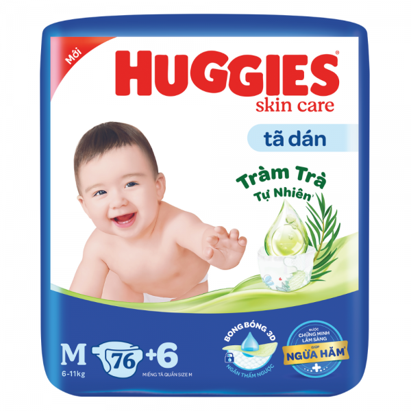 Tã dán Huggies Skincare cực đại (M, 6-11kg, 76 miếng)
