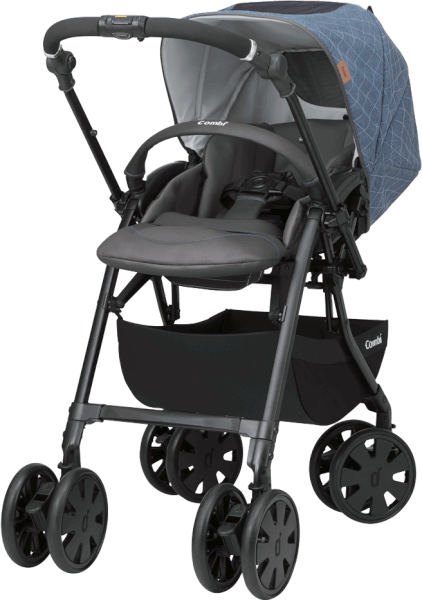 Xe đẩy Combi Cross Go 4 bánh quay tự động Xanh Blue