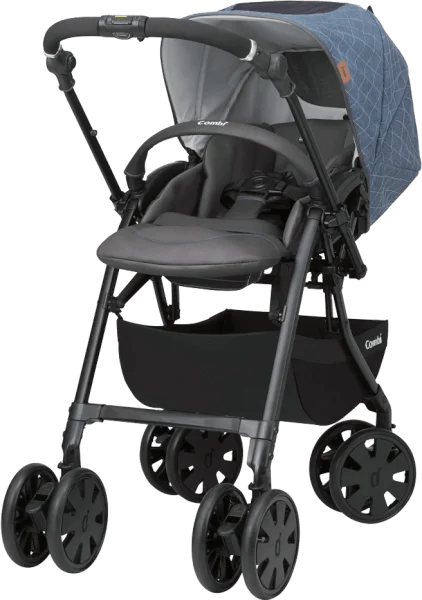 Xe đẩy Combi Cross Go 4 bánh quay tự động Xanh Blue