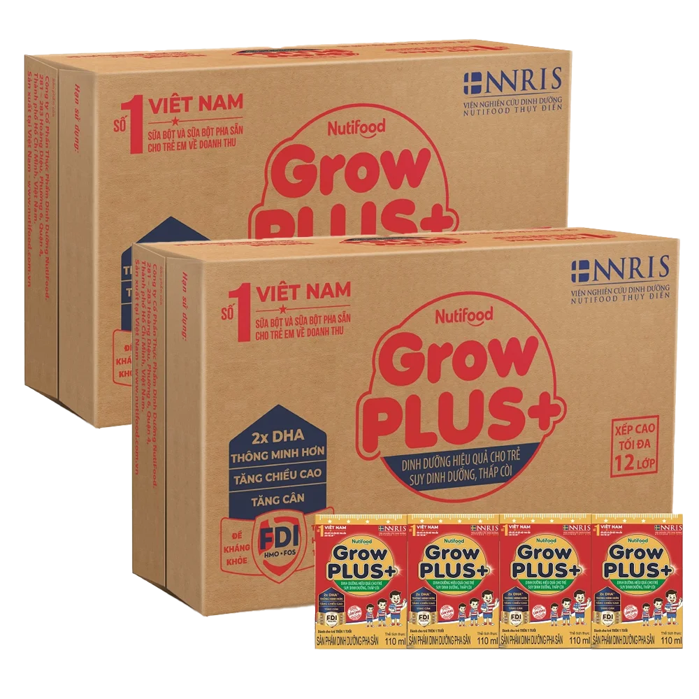 Combo 2 thùng Sữa GrowPLUS+ Hộp 110ml (lốc 4 hộp)