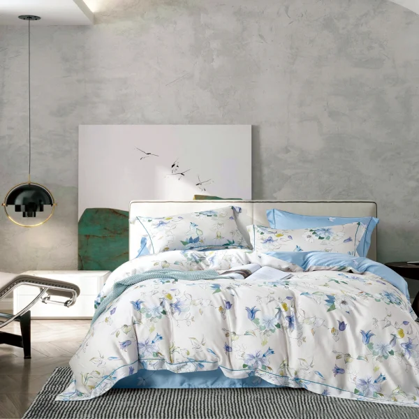 Bộ 6 món drap, áo gối và mền chần NIN Tencel 800 TC B2201_NH029 (180x200+35cm)