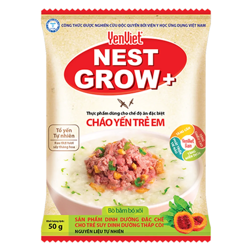 Cháo Yến Trẻ Em YenViet Nest Grow - Bò Bằm Bó Xôi 50g