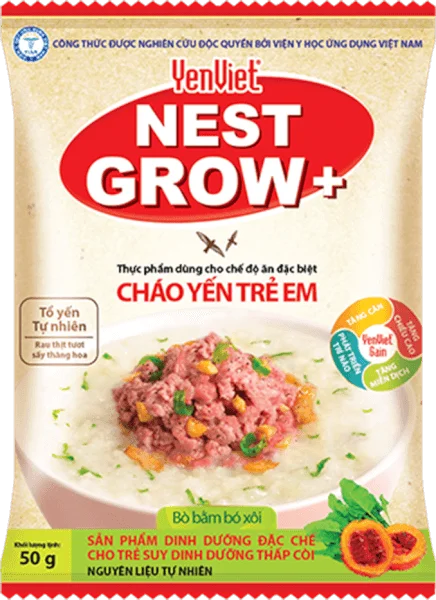 Cháo Yến Trẻ Em YenViet Nest Grow - Bò Bằm Bó Xôi 50g