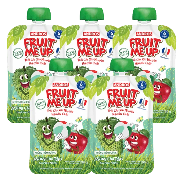 Combo 5 Trái Cây Xay Nhuyễn Nguyên Chất Fruit Me Up Mãng Cầu Táo