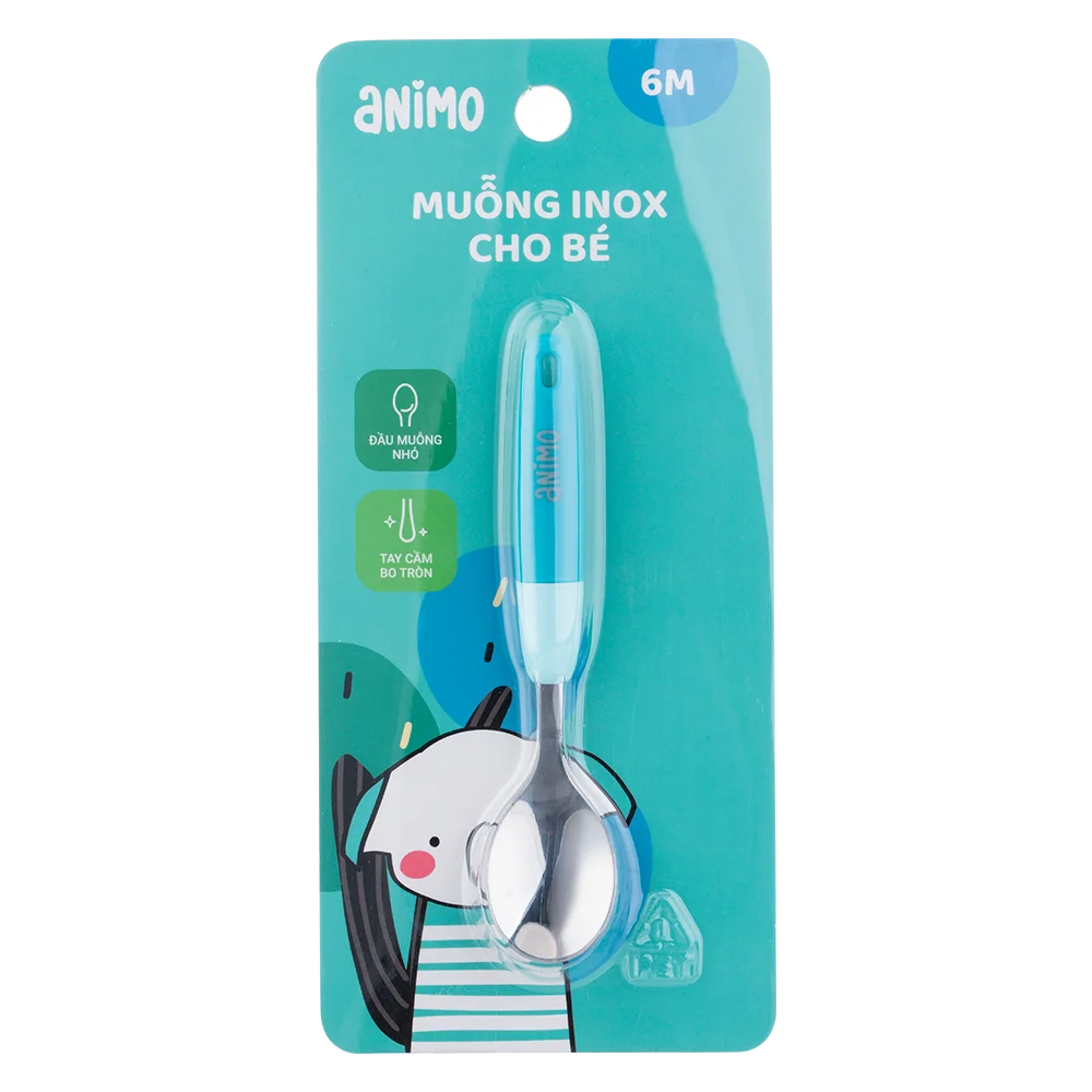 Muỗng inox cho bé tự tập ăn Animo (xanh, RK3807)
